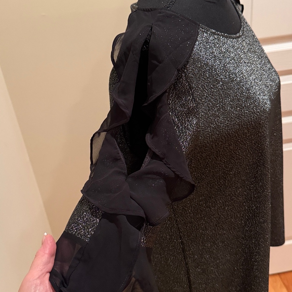 Bold Elements Black Shimmercold Shoulder Blouse - image 5